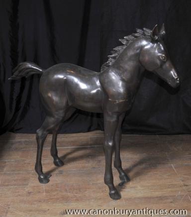 Bronze Horse Foal Colt Pony Statue Architectural Garden Art